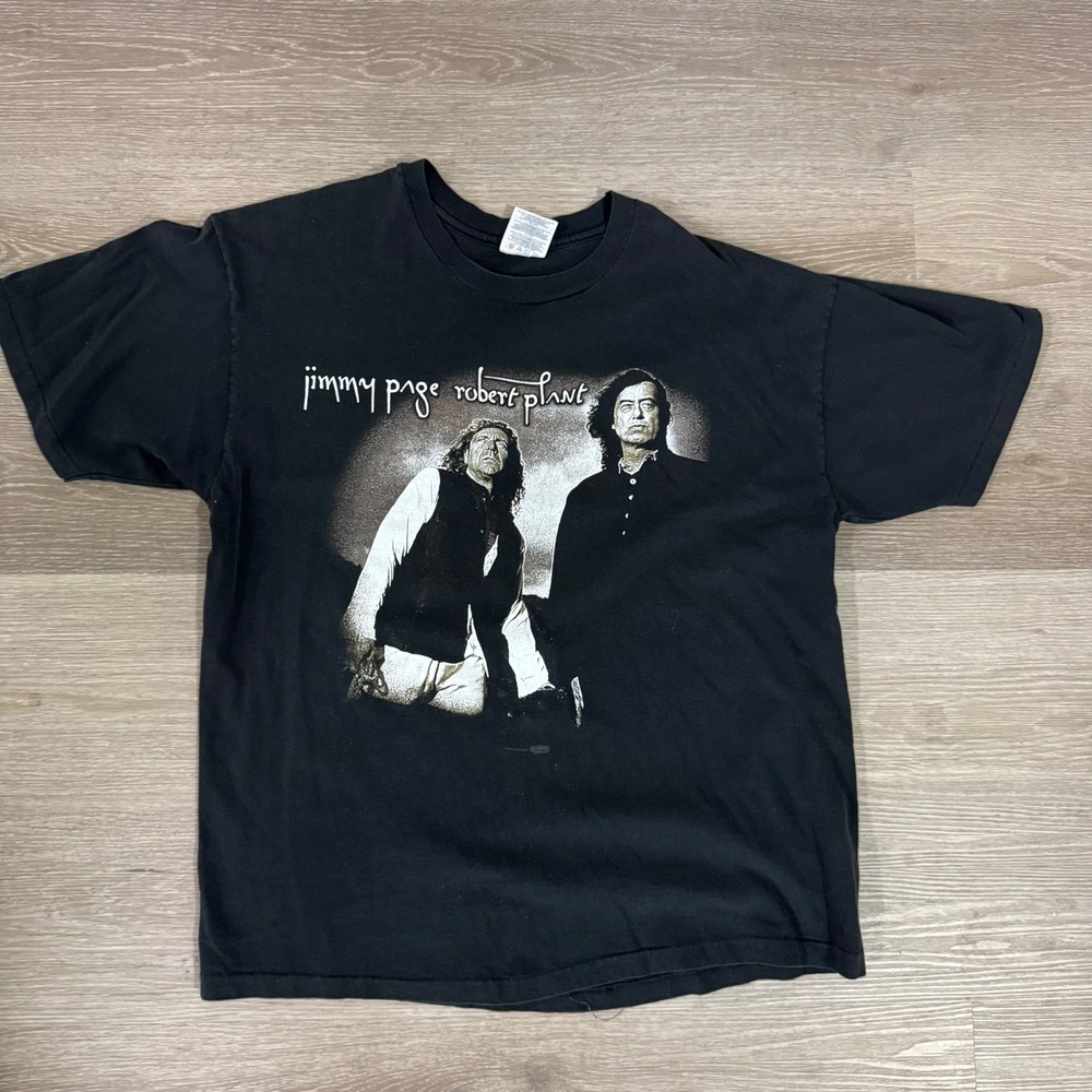Vtg 1995 Jimmy Page Robert Plant Tee Mens XL Black No Quarter Led Zeppelin Band
